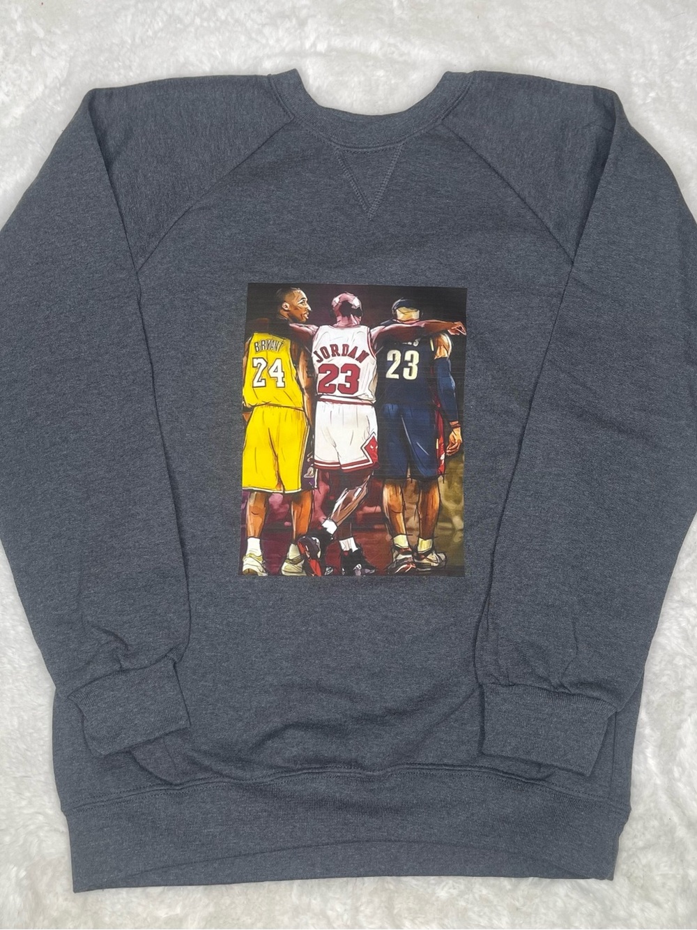 Boy Dark Gray Graphic Crewneck Sweatshirt - Athletic Basketball Print